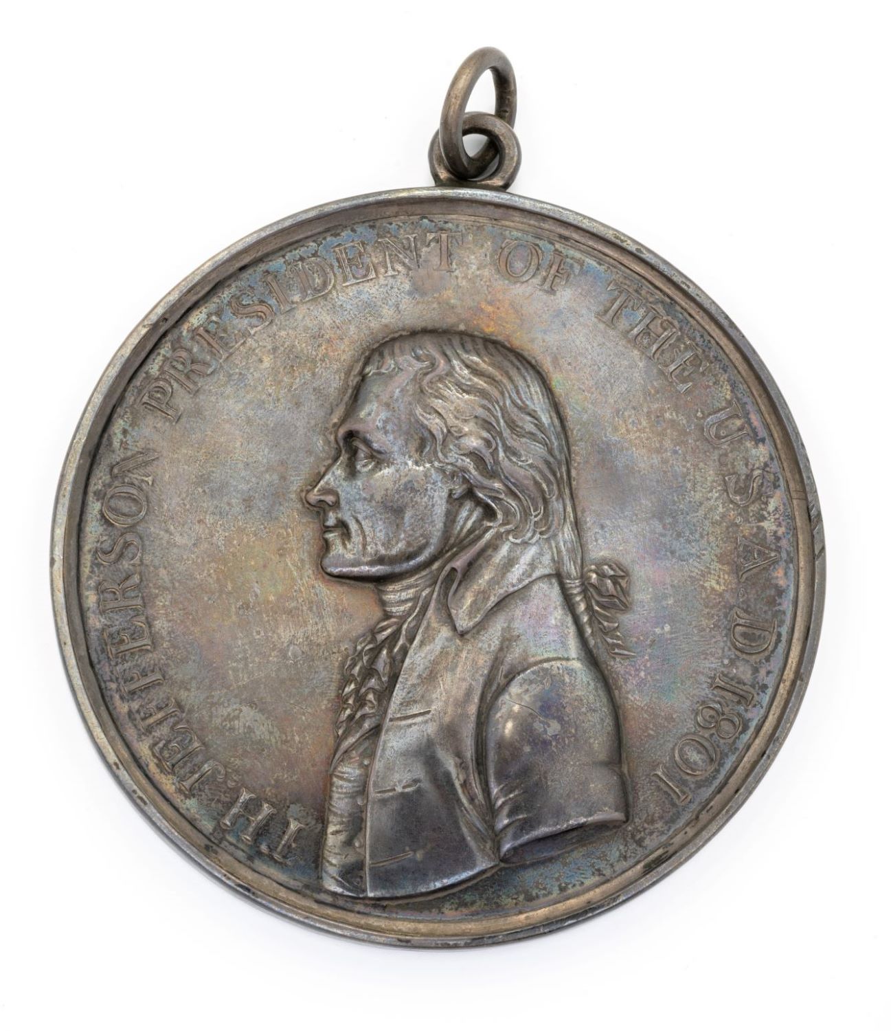 One side of the Jefferson Indian Peace Medal